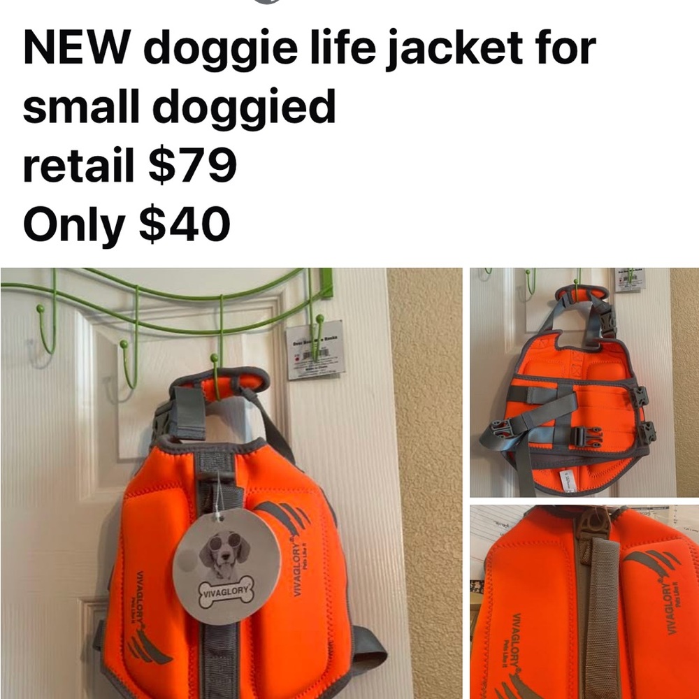 NWT vivaglory Orange Dog Life Jacket